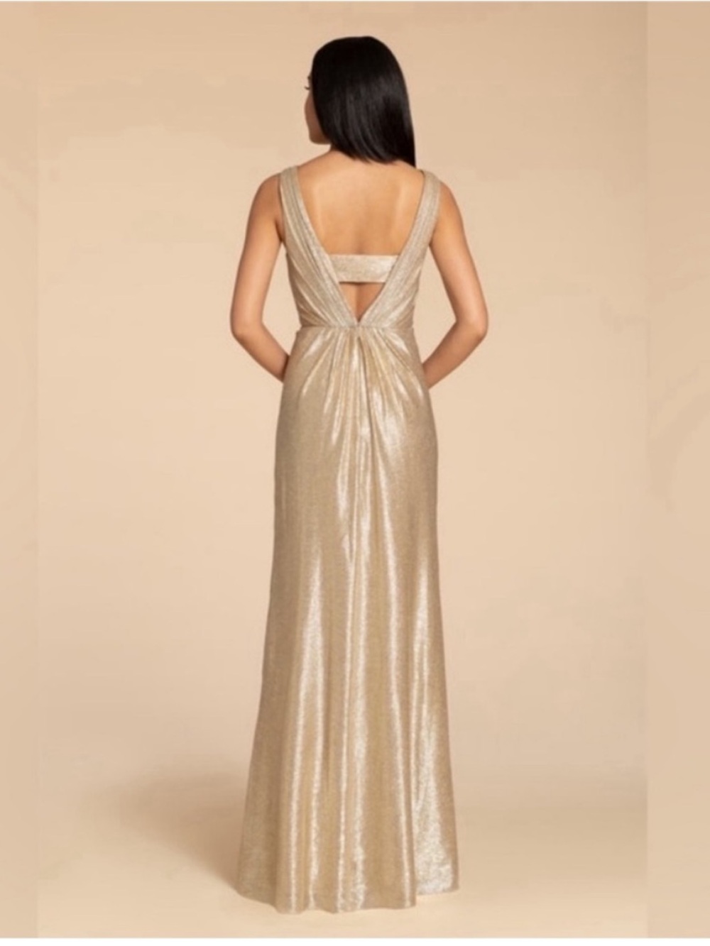 Hailey Paige Gold Metallic
Pleated Gown Sleeveless Formal Maxi Dress Size 12 - Picture 4 of 12